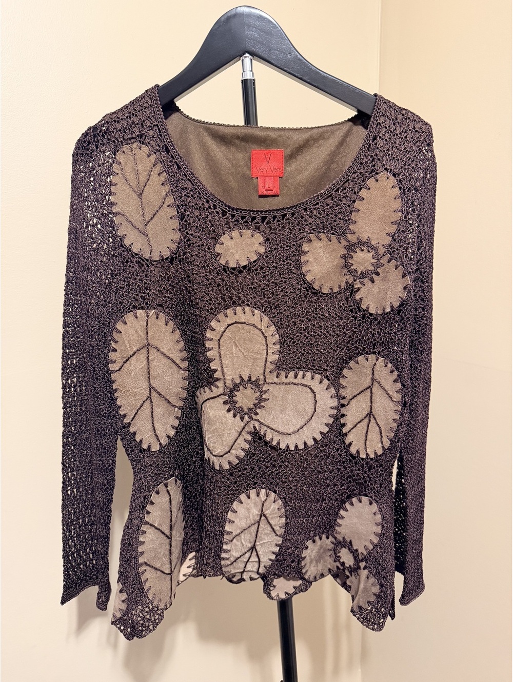 Very Vera Brown Y2K 90s Top Women Size L Vintage Style